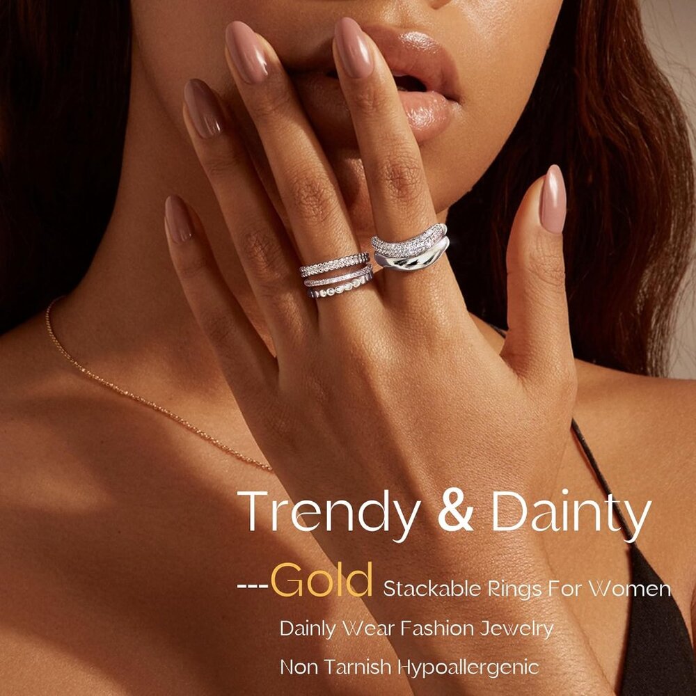 Stylish Cubic Zirconia Stackable Ring Set For Wom… - image 2